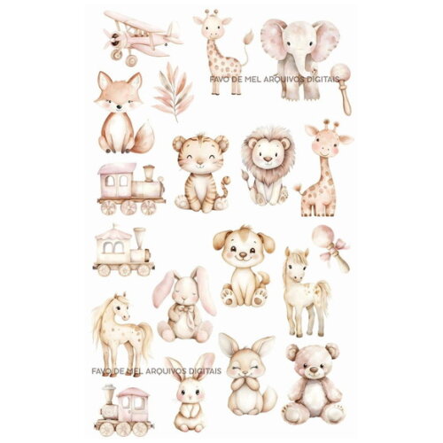 Kit Digital Chá de Bebê Boho Neutro Aquarela Png #2