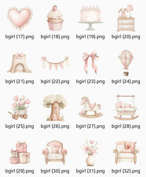 Kit Digital Chá de Bebê Rosa Menina Aquarela Png Baby Girl