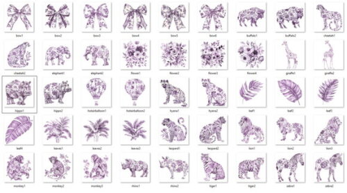 Kit Digital Chá Revelação Safari Toile Verde e Roxo Png