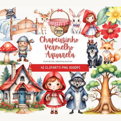 Kit Digital Chapeuzinho Vermelho Aquarela (dcsa)