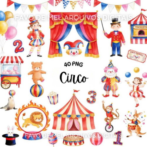 Kit Digital Circo Aquarela