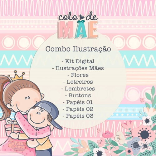Kit Digital Colo de Mãe - Combo Ilustrações e Papéis