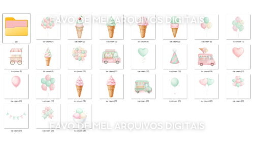 Kit Digital Confeitaria #16 Festa do Sorvete Aquarela Png