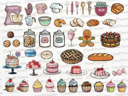 Kit Digital Confeitaria #3 Confeiteiras Aquarela Png Boleira