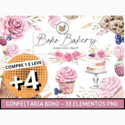 Kit Digital Confeitaria Aquarela #1 Mundo Doce Png