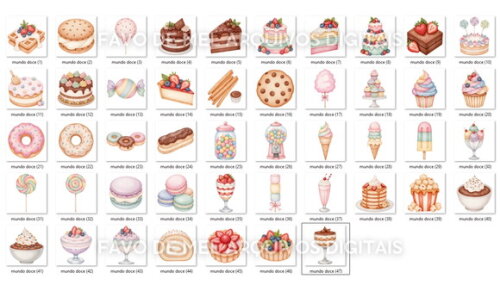 Kit Digital Confeitaria Aquarela #12 Mundo Doce Png