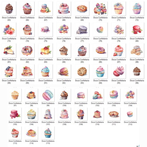 Kit Digital Confeitaria Aquarela #7 Mundo Doce Png Premium