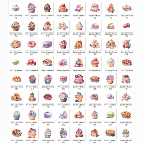 Kit Digital Confeitaria Aquarela #7 Mundo Doce Png Premium