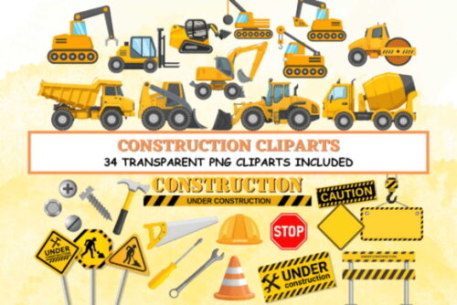 Kit Digital Construção #10 Cliparts e Papéis (pague 1 Leve 5