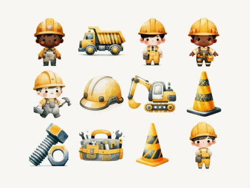 Kit Digital Construção Aquarela 01 - Construction (sd)