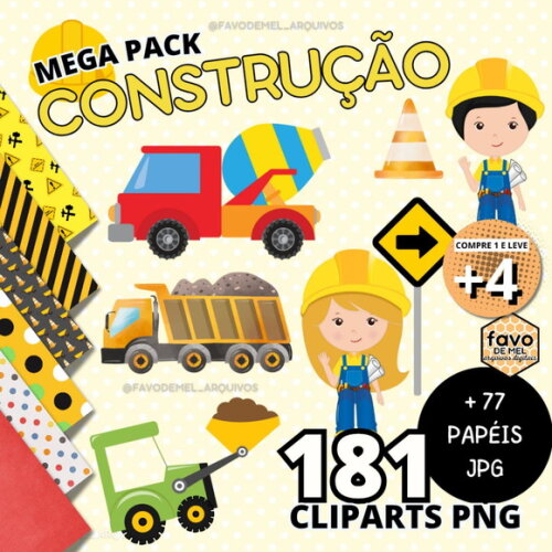 Kit Digital Construção e Obras #6 Png Scrapbook Mega Pack