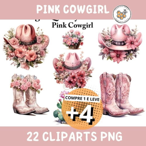 Kit Digital Country Floral - Pink Cowgirl