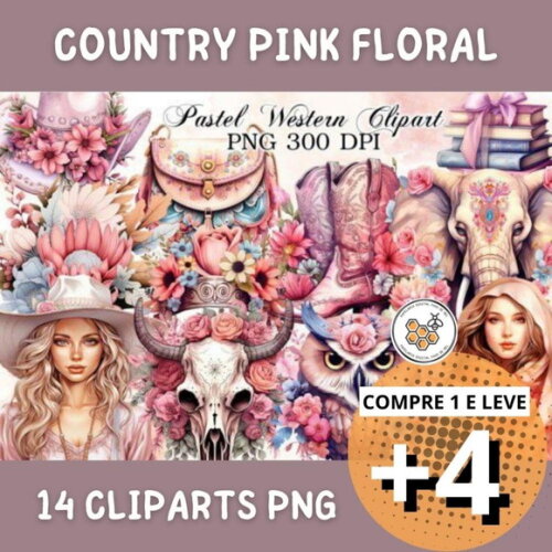 Kit Digital Country Floral - Pastel Wester