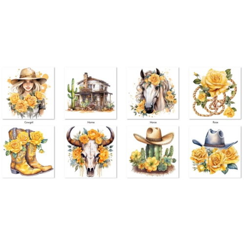 Kit Digital Country Floral Aquarela - Westternn Country (dc)