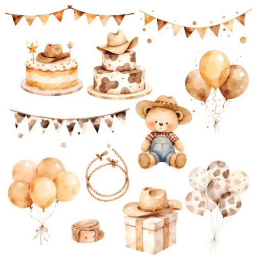 Kit Digital Cowboy Aquarela #13 (pague 1 Leve 5) Png