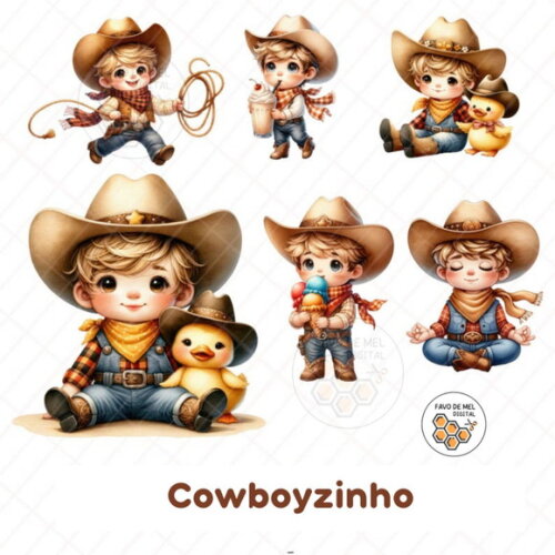 Kit Digital Cowboy Aquarela #5 Png Premium