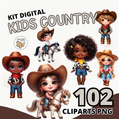 Kit Digital Cowboy e Cowgirl #2 Png (pague 1 Leve 5)
