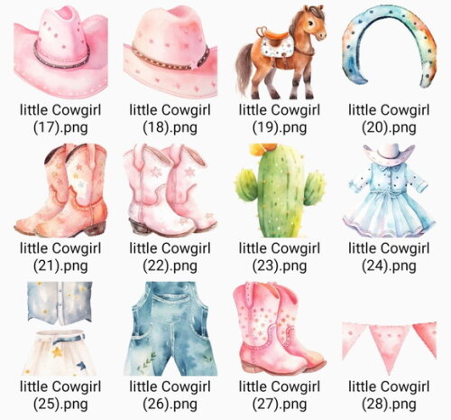 Kit Digital Cowgirl Aquarela Premium - Little Cowgirl (ss)
