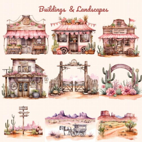 Kit Digital Cowgirl Aquarela Premium - Little Cowgirl Cc