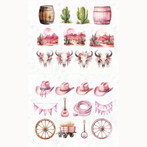 Kit Digital Cowgirl Aquarela Premium - Pink Cowgirl (artfs)