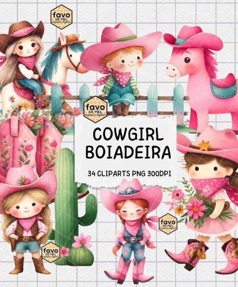 Kit Digital Cowgirl Boiadeira Aquarela- Little Cowgirl (kds)