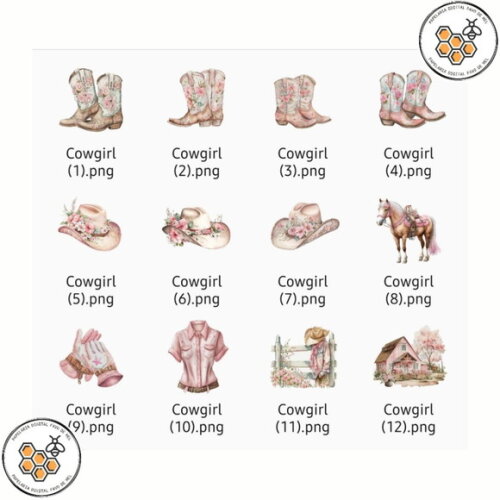 Kit Digital Cowgirl Boiadeira Pink Aquarela