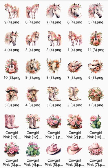 Kit Digital Cowgirl Boiadeira Pink Aquarela - Mega Pack
