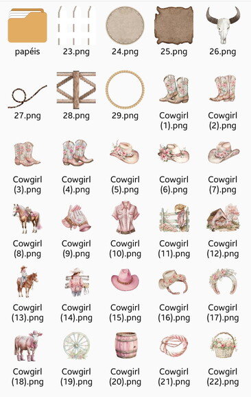 Kit Digital Cowgirl Boiadeira Pink Aquarela e Papel Digital