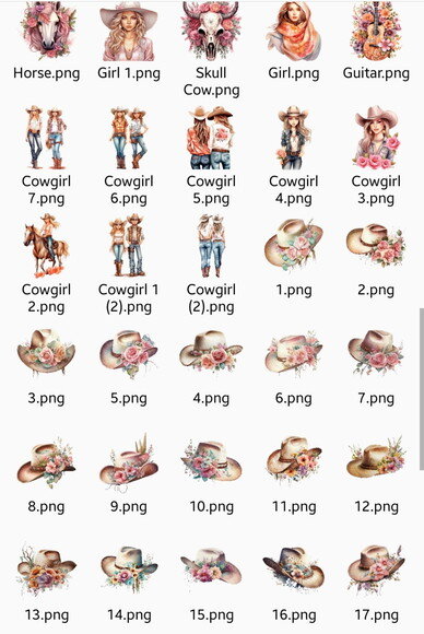 Kit Digital Cowgirl Boiadeira Pink Aquarela - Mega Pack