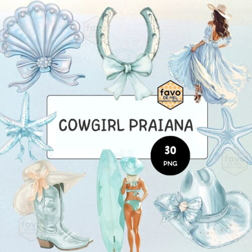 Kit Digital Cowgirl Praiana Premium - Coastal Cowgirl