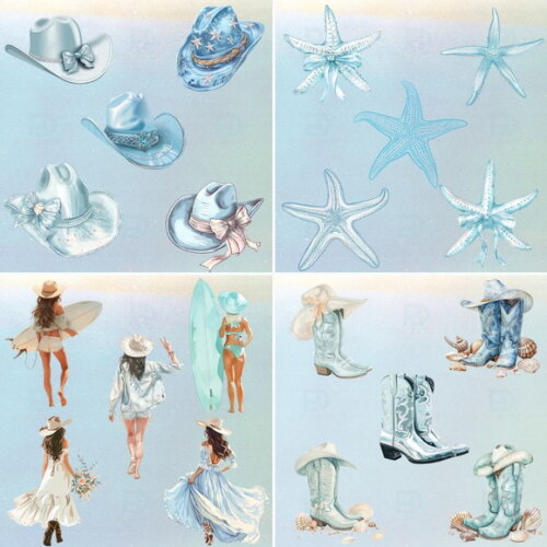 Kit Digital Cowgirl Praiana Premium - Coastal Cowgirl