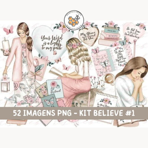 Kit Digital Cristão Aquarela Ilustrações Believe #1 Png