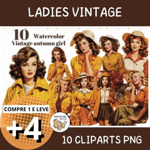 Kit Digital Damas Ladies Vintage Outono - Autumn Girl