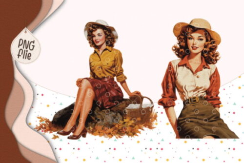 Kit Digital Damas Ladies Vintage Outono - Autumn Girl
