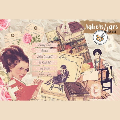 Kit Digital Damas Vintage Leitura - Bookworm