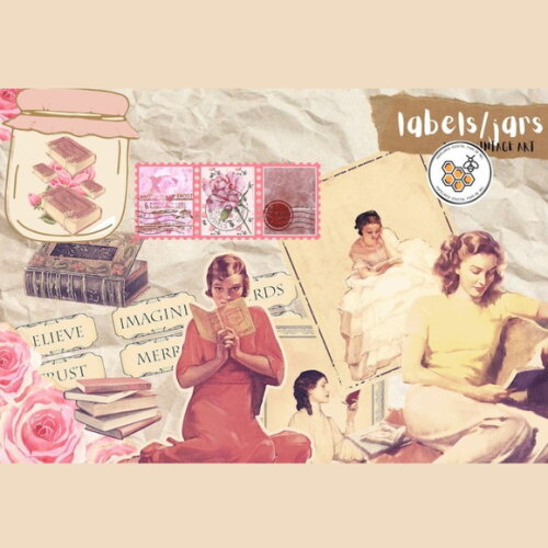Kit Digital Damas Vintage Leitura - Bookworm