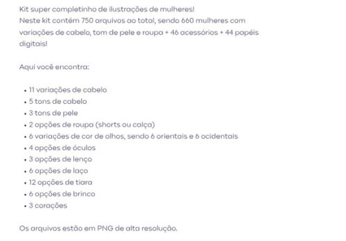 Kit Digital Dia da Mulher - Ilustrações Mulherzinhas Png