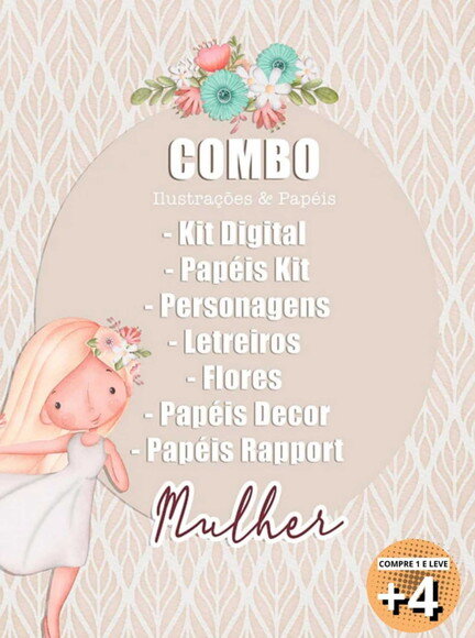 Kit Digital Dia da Mulher 2023 Combo Ilustrações e Papéis