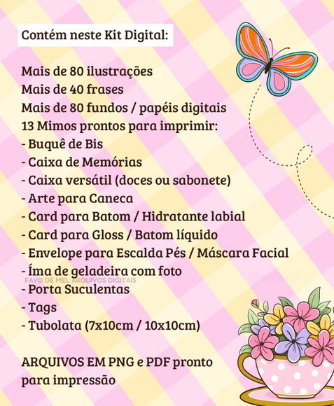 Kit Digital Dia das Mães 2023 - Elementos Papéis e Mimos