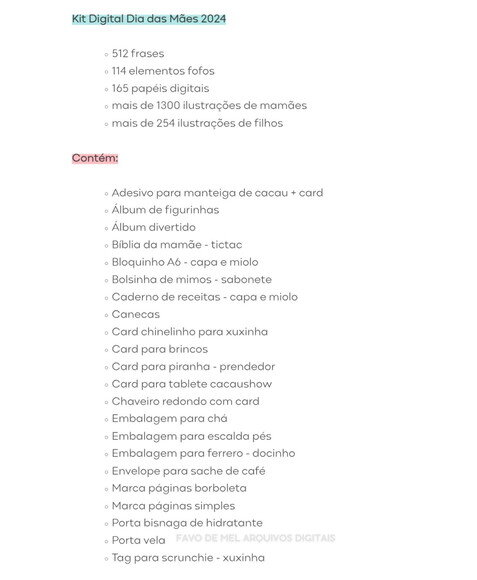 Kit Digital Dia das Mães 2024 - Mimos para Imprimir