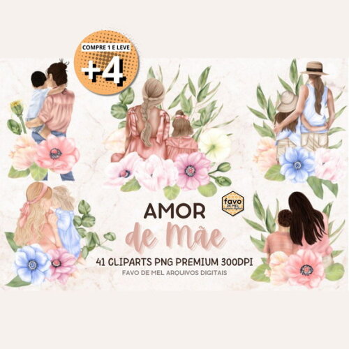 Kit Digital Dia das Mães Aquarela - Amor de Mãe