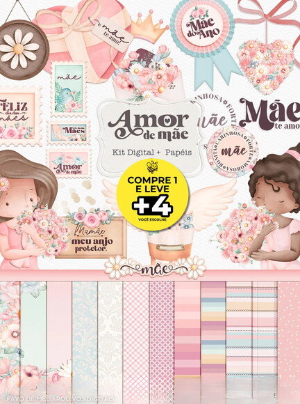 Kit Digital Dia das Mães Aquarela - Amor de Mãe #6