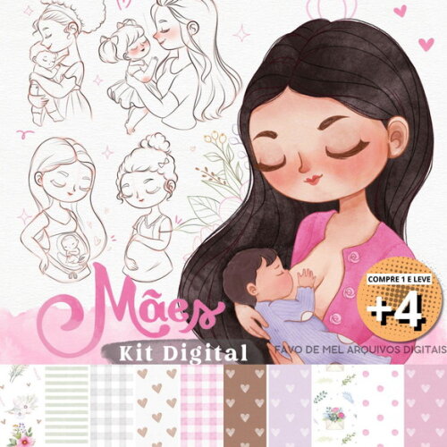 Kit Digital Dia das Mães Aquarela 2024