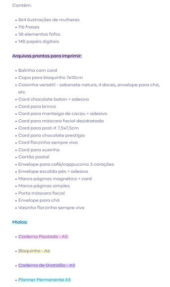 Kit Digital Dia das Mulheres 2024 (pague 1 Leve 5) Mimos Etc
