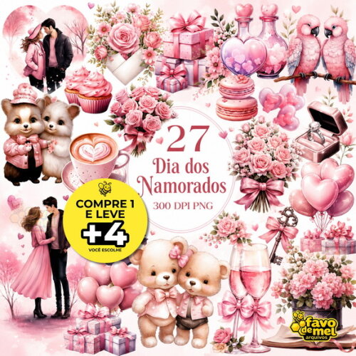 Kit Digital Dia dos Namorados Aquarela #3