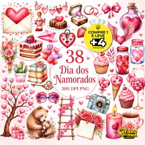 Kit Digital Dia dos Namorados Aquarela #4