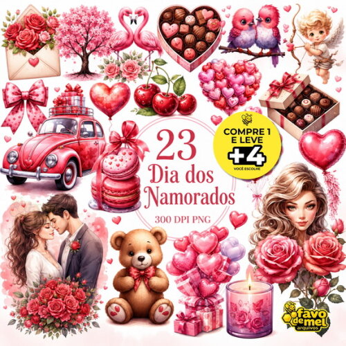 Kit Digital Dia dos Namorados Aquarela #5
