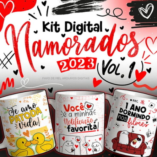 Kit Digital Dia dos Namorados Flork 2023-1 Png Canecas