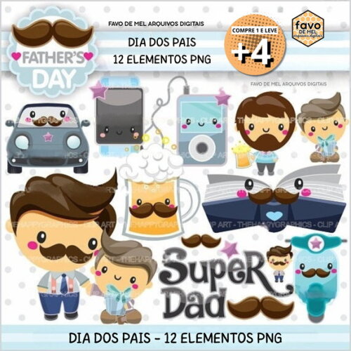 Kit Digital Dia dos Pais Cute - Fathers Day