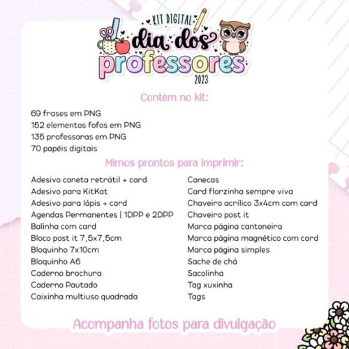Kit Digital Dia dos Professores 2023 Lt - Mimos e Cliparts